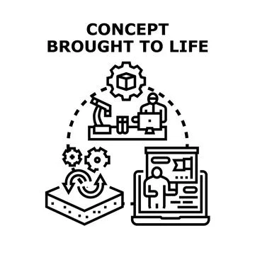 Developing a concept into a tangible product or solution Stock Illustration