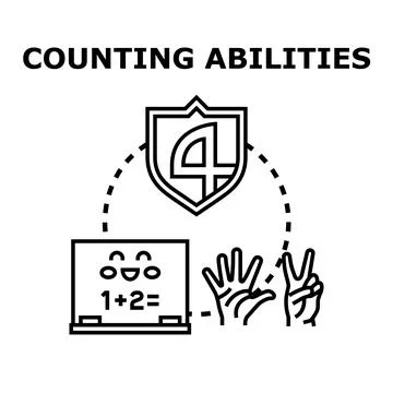 Developing counting abilities and mathematical skills concept Stock Illustration