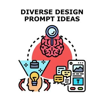 Developing creative design prompt ideas and solutions 库存插图