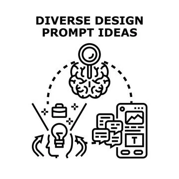 Developing creative design prompt ideas and solutions Illustrazione stock