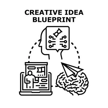 Developing creative idea blueprint for innovation process Stock Illustration