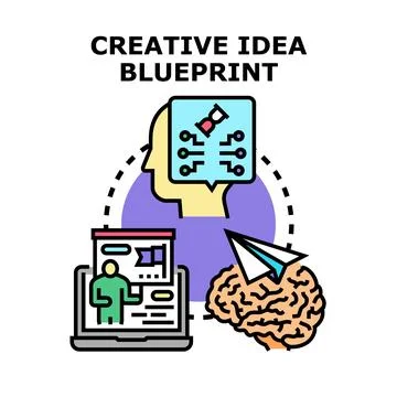 Developing creative idea blueprint for innovation process Stock Illustration