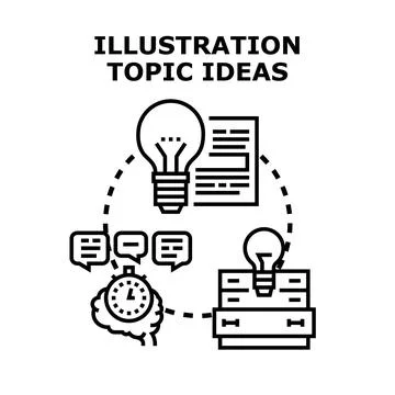 Developing creative illustration topic ideas process Illustrazione stock