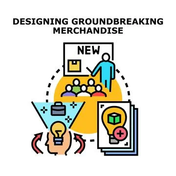 Developing creative products creating groundbreaking merchandise concepts Stock Illustration
