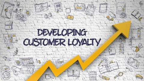 Developing Customer Loyalty Drawn on White Wall. 3d. Stock Illustration