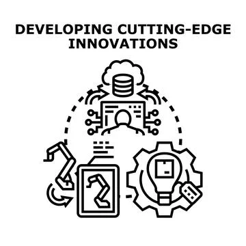 Developing cutting edge innovation process and technology solution Stock Illustration