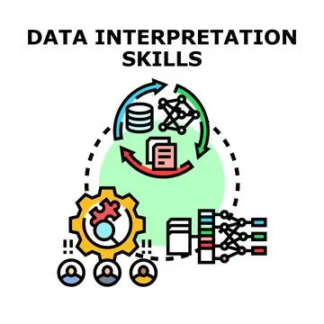 Developing data interpretation skills for business analysis and information.. Illustrazione stock