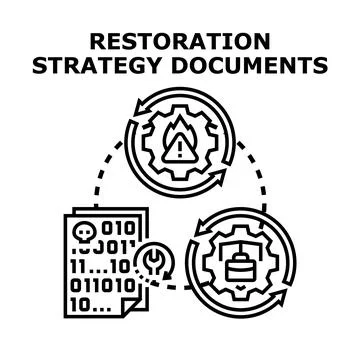 Developing data restoration strategy documents planning process Illustrazione stock