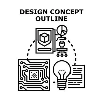 Developing design concept outline and engineering plan Stock Illustration
