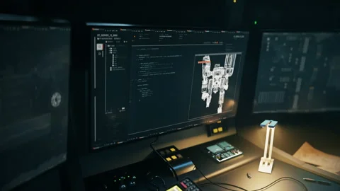 Developing Digital Commands For Military Robot To Control Robot With Software Stock Footage 202094358
