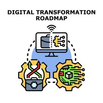 Developing digital transformation roadmap strategy for business modernization Stock Illustration