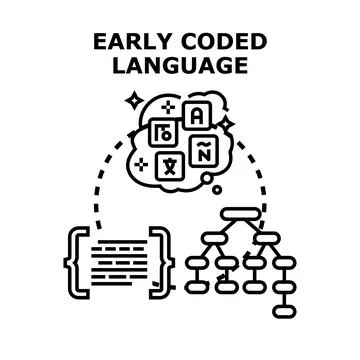 Developing early coded language for global communication Stockillustratie