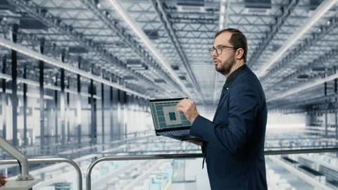 Developing electronics, microchips and man with coworker Stock Footage 333385665