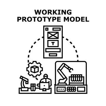Developing engineering product prototype and software application model Illustrazione stock