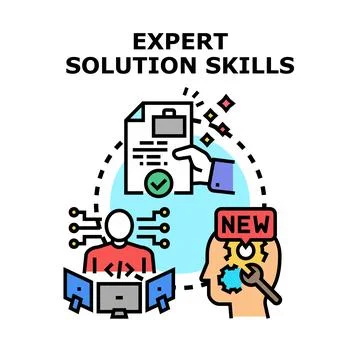 Developing expert solution skills and creative problem solving Stock Illustration