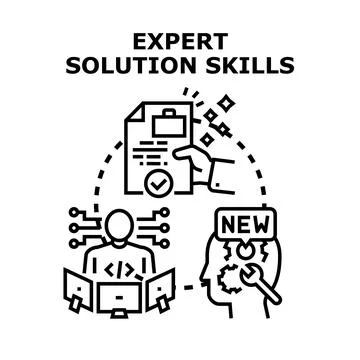 Developing expert solution skills and creative problem solving Stock Illustration