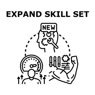 Developing expertise and expanding professional skill set concept Illustrazione stock