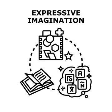 Developing expressive imagination through learning and play concept 스톡 일러스트
