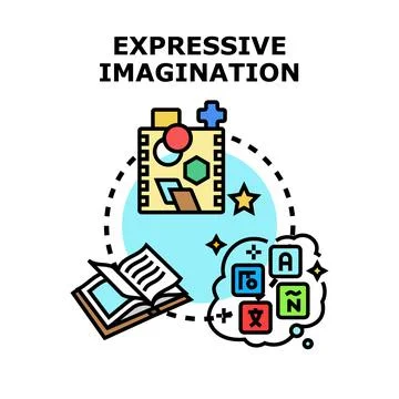 Developing expressive imagination through learning and play concept Stock Illustration