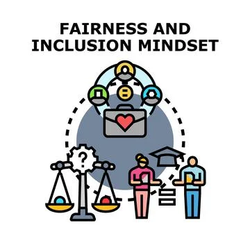 Developing fairness and inclusion mindset in business Stockillustratie