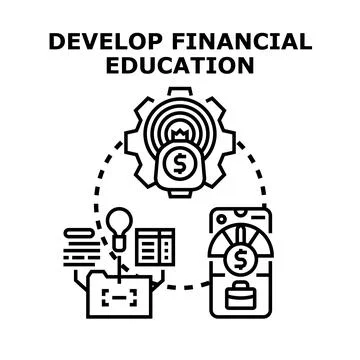 Developing financial education for financial literacy and strategy Stock Illustration