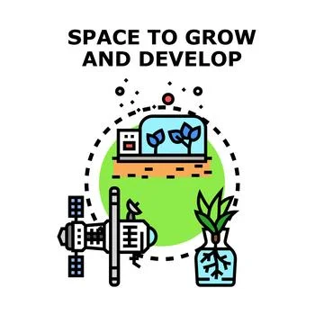 Developing future technology and sustainable growth in space Stock Illustration