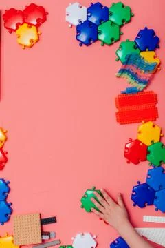 Developing game details of the children's designer as a background place for the Stock Photos