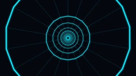 Developing geometric shapes with blue lines on a black background Stock Footage 336995117