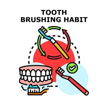 Developing good tooth brushing habit for oral hygiene Stock Illustration