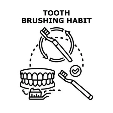 Developing good tooth brushing habit for oral hygiene Stock Illustration