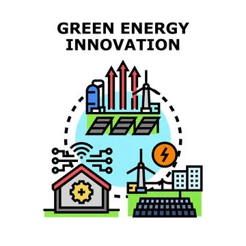 Developing green energy innovation and sustainable technology solutions Stock Illustration