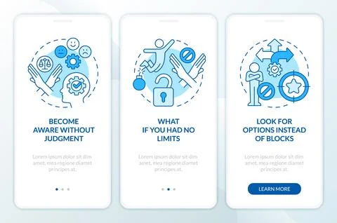 Developing high performance mindset blue onboarding mobile app screen Stock Illustration
