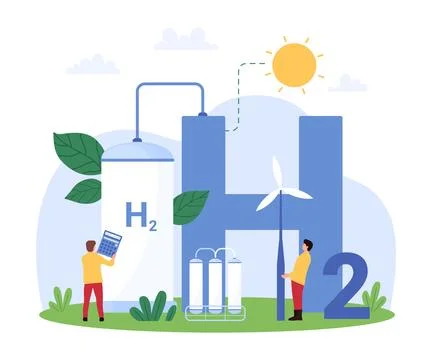 Developing hydrogen fuel technology concept Stock Illustration