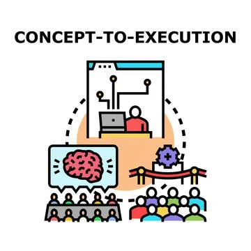 Developing an idea from concept to execution process Stock Illustration
