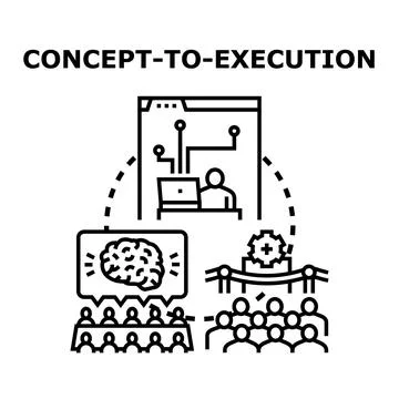 Developing an idea from concept to execution process Stock Illustration