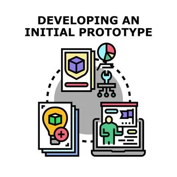 Developing an initial prototype concept vector icon Stock Illustration