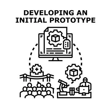 Developing initial prototype project concept vector illustration 스톡 일러스트