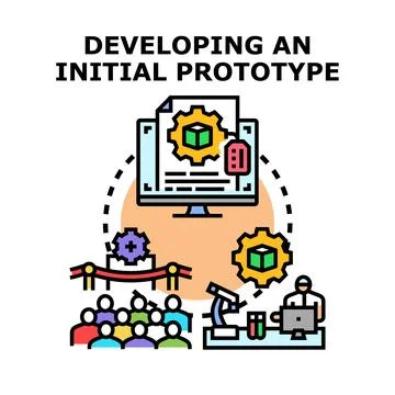 Developing initial prototype project concept vector illustration Stock Illustration