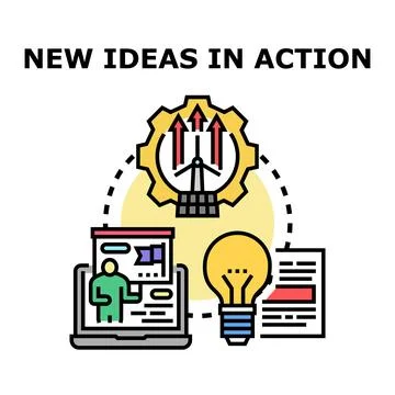 Developing innovative business ideas and concept implementation Stock Illustration