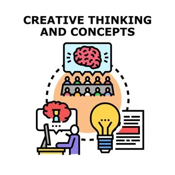Developing innovative concepts and creative thinking process Stock Illustration