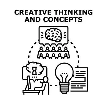 Developing innovative concepts and creative thinking process Stock Illustration