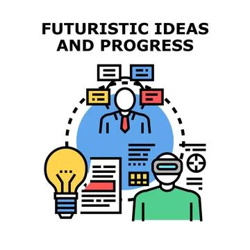 Developing innovative futuristic ideas and technological progress Stock Illustration