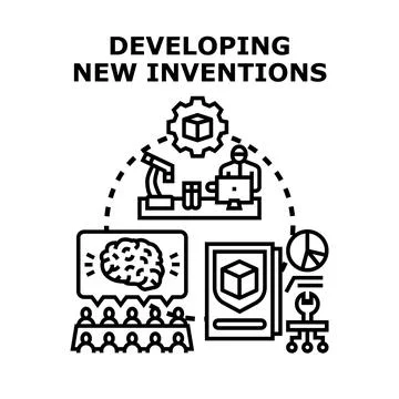 Developing innovative inventions concept for engineering process Stock Illustration