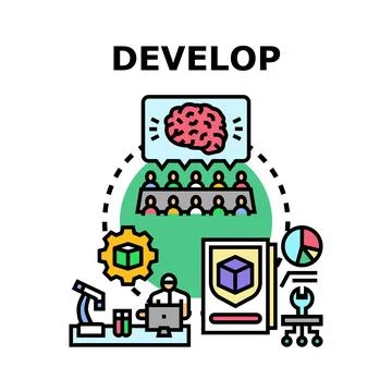 Developing innovative solutions with research and team collaboration Illustrazione stock