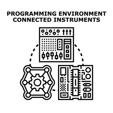 Developing integrated systems connecting hardware instruments and software Illustrazione stock