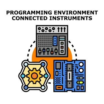 Developing integrated systems connecting hardware instruments and software Stock Illustration