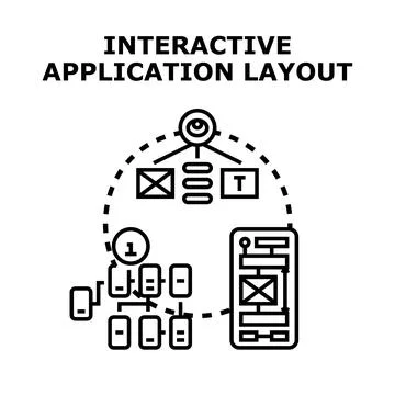 Developing interactive application layout and user interface design Stock Illustration