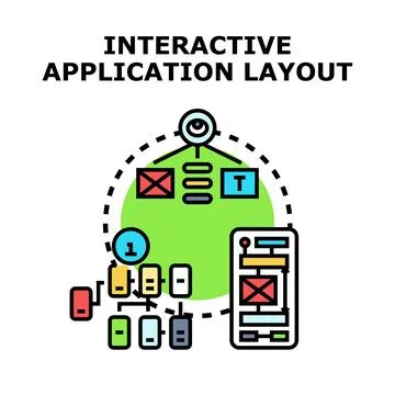 Developing interactive application layout and user interface design Stock Illustration
