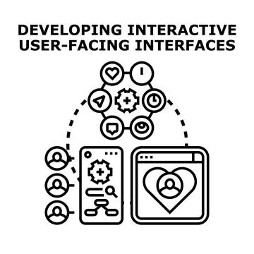 Developing interactive user facing interfaces for web and mobile イラスト素材