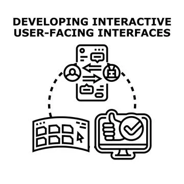 Developing interactive user facing interfaces and software applications Ilustração Stock